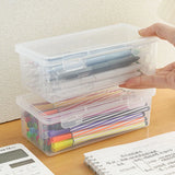elvesmall Plastic Pencil Box Translucent Pencil Case Large Capacity Pencil Boxes Portable Storage Organizer Box Student Office Supplies