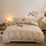 elvesmall Checkerboard Bedding Comforter Set with Pillowcase bed sheet Single Full Size Bed Linen Duvet Cover Set Queen/King Double Single