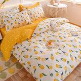 elvesmall 100% Cotton Bedding Set Duvet Cover Pillowcases Breathable Skin-friendly Freshing Floral Style 16 Sizes