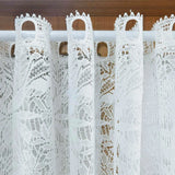 elvesmall  PC White Lace Floral Hollow Sheer Short Curtain for Living Room Bay Window Drape Door Home Decoration
