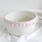 elvesmall Portable Woven Storage Basket Bedroom Child Toy Organizer Pouch Household Desktop Sundries Deposit Container Accessories Items