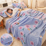 elvesmall Girls Cartoon Strawberry Flannel Blanket Warm Bedspread Sheet Fuzzy Soft Fleece Plush Blankets For Bed Sofa Nap Shawl Blankets