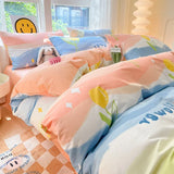 elvesmall Floral Botanical Duvet Cover Set Cotton Pink Bows Reversible Bedding for Girls Women Farmhouse Aesthetic Garden for All Seasons