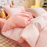 elvesmall Ins Duvet Cover Set Green Nordic Twin Queen Size Girls Boys Flat Sheet Pillowcase No Filler Fashion Home Hotel Bed Linens