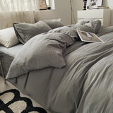 elvesmall INS Style Minimalist Solid Color Duvet Cover Soft Two Person Comfortable Bedding Set Luxurious Hotel Apartment Home Decoration