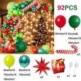 elvesmall Christmas Balloon Garland Arch Kit Red Green Gold Balloons Christmas Party Gift Box Candy Cane Foil Ballon Xmas Party Decoration