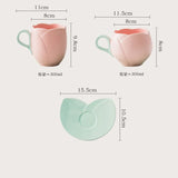elvesmall Ceramic Tulip Cups Mug Saucers Suits with Tray Flower-shaped Coffee Cups saucers, lovely drink cups