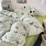 elvesmall Ins Nordic Duvet Cover Set 2024 Summer New Twin Queen Size Kids Adult Flat Sheet Pillowcase No Filler Fashion Bed Linens