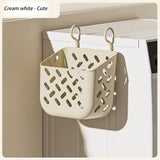 elvesmall Bathroom Folding Dirty Clothes Storage Basket Wall Mounted Hanging Portable Punch-Free Clothes Bucket Organizer Laundry Basket