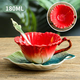 elvesmall  -  200ml Ceramic Coffee Cup Saucer Flower Type Mug Exquisite Afternoon Tea Latte Coffee Cup Home Breakfast Milk Mug Birthday Gifts