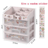 elvesmall Kawaii Large Capacity Transparent Drawer Type Desktop Organizer Desk Storage Box Pen Holder School Cute Office Stationery