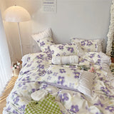 elvesmall Luxury Romantic Flower Bedding Set With Ruffles and Lace for Princess Girls and Women King Size Bed Duvet Sets Full Sheets Quilt