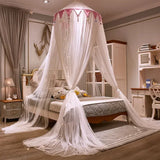 elvesmall Large Space Dome Hanging Mosquito Net Free Install Double Bed Mosquito Net Foldable Princess Style Lace Gauze Bed Curtain