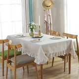 elvesmall Rustic Table Cloth Rectangle Hollow Splicing Farmhouse Style Washable Tassel Tablecloth Kitchen Dining Room Christmas Decoration