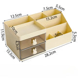 elvesmall Desktop Transparent Cosmetics Storage Box Desktop Organizer with Drawers Pen Holder Stationary Storage Rack for Office Desks