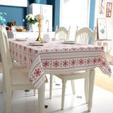 elvesmall Simple Polyester Cotton Imitation Hemp Red Snow Christmas Tablecloth Printed Coffee Table Cloth Table Cover Rectangular Mesa