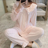elvesmall Square Collar Women Pajamas Set Winter Sleepwear Fleece Velvet 2 Piece Pant Home Suit Fluffy Korean Solid Piiama Warm Night Wear