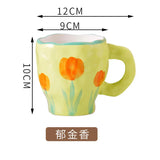 elvesmall  -  1pc Hand Painted Coffee Cup Ceramic Handmade Tea Cup Birthday Gift for Her Retro Kitchenware Summer Drink Cup Desktop Decoration