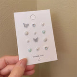 elvesmall Fashion New Delicate Elegant Butterfly Earrings Sets Simple Cute Korean Small Stud Earring for Women Girls Party Jewelry Gifts