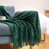 elvesmall Textile City-Diamond-Shaped Cashmere Blanket, Sofa Blanket, Thickened, Knitting Tassels, Office Nap, Jacquard DIY Towel, Winter
