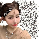 elvesmall 2/50Pcs Y2K Silver Star Hair Clips for Girls Filigree Star Metal Snap Clip Hairpins Barrettes Hair Jewelry Nickle Free Bobby Pin