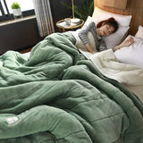 elvesmall  Coral Fleece Autumn Winter Warm Blankets for Bed 3 Layers Thicken Flannel Blanket Quilt Soft Comfortable Warmth Quilts Washable