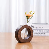 elvesmall  Simple Flower Arrangement Living Room Solid Wood Dried Flower Vase Small Ornaments Home Dining Table Mini Flower Vase Decoration