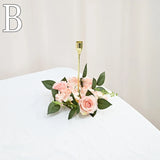 elvesmall 20CM Candlestick Garland Wreath Artificial Rose Candle Holder Flower Ring Home Party Wedding Table Decoration