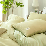 elvesmall Simple Waffle Lyocell Fiber and Cotton Bedding Set Queen Comfortable Breathable Duvet Cover Set Soft Skin-friendly Bedding Sets