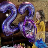 elvesmall Boy Girl Birthday Balloons 32inch Purple Number baloon 1 2 3rd Birthday Party Decoration Kids anniversaire 9/1/3 years old