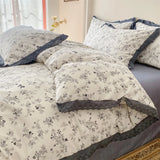 elvesmall Kawaii Princess Pure Cotton Bedding Set Full Size Lovely Ruffles Single Doubel Duvet Cover Set Girls Woman Cozy Bedding Sets