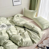 elvesmall Ins Light Luxury Retro Style Small Fresh Thick Strip Four-piece Bedding Student Dormitory Three-piece Set