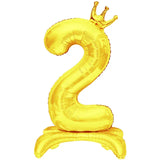elvesmall  32 Inch Crystal Gradient Number Stand Foil Balloons with Crown Figures Globos 0-9 Birthday Party Decorations Wedding Baby Shower