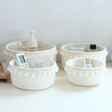 elvesmall Portable Woven Storage Basket Bedroom Child Toy Organizer Pouch Household Desktop Sundries Deposit Container Accessories Items