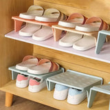 elvesmall Double Shelf Space Savers White Shoe Rack Cabinets Shoe Storage Organizer Closet Holder Modern Bracket Shoe Storage Rack