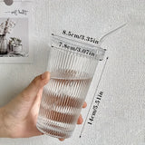 elvesmall  -  1pc Glass Tumblers With Lids And Straws Simple Glass Water Bottles Water Cups Summer Winter Drinkware Travel Accessories Gifts