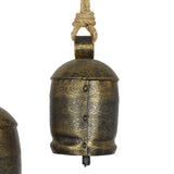 elvesmall Wall Hanging Decor With Solid Pattern and Metal Clapper Wind Chimes Metal Tibetan Decorative Wall Clock 3-Piece Set Round Crafts