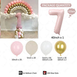 elvesmall 115pcs Meat Pink Number Rainbow Themed Balloon Arch Set for Wedding Latex Balloon Baby Shower Birthday Party Decoration Supplies