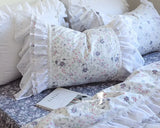 elvesmall  Brand New 100% Cotton Lace Bedding Set Princess Floral Garden Cotton 4pcs Set Ruffle Layers Duvet Cover with Lotus Edge
