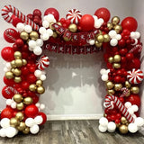 elvesmall Christmas Balloon Garland Arch Kit Red Green Lolipop Cone Star Foil Balloons New Year Christmas Party Decoration Supplies Gifts