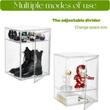 elvesmall Boot Storage Boxes Clear Stackable  Bins with Magnetic Lids Adjustable Divider