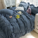 elvesmall Korean Lovely Princess Queen Bedding Set Kawaii Ruffles Comforter Bedding Sets Cute Girl Duvet Cover Set with Sheet Quilt Covers