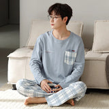 elvesmall  High Quality Men Pajamas Suit Pure Cotton Long Sleeved Autumn Winter Nightcloth Outdoor Male Breathable Fashion Sleepwear Set
