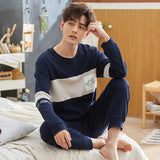 elvesmall  Men Pajamas Suit Pure Cotton Autumn Long Sleeves Breathable Plus-size Sleepwear Male Nightwear Set Spring Winter Gentlemen
