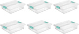 elvesmall Sterilite Large Clip Box, Stackable Small Storage Bin with Latching Lid, Plastic Container to Organize Paper,6-Pack