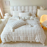 elvesmall  Tuscan Faux Fur Warm Fluffy Bedding Set for Winter Skin Friendly Warmth Plush Duvet Cover Set Queen Thickend Blanket Cover Sets