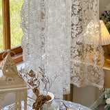 elvesmall 1PC Romantic Side Lace Floral Sheer Curtain for Living Room Yellow Embroidery Voile Drape Kitchen Window Wedding #E