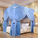 elvesmall European princess air bed curtain,double layer tassels shading bed curtain mosquito net new type no support thickened mosquito