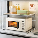 elvesmall  -  2Layers Kitchen Metal Microwave Shelving Countertop Spice Bottle Water Cup Cutlery Organizer Oven Rice Cooker Storage Rack