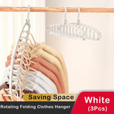 elvesmall Rotating Folding Clothes Hanger Closet Organizer Multi-port Clothing Drying Rack Foldable Plastic Scarf 11-hole Storage Hangers